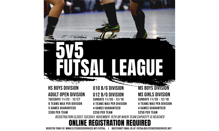 5v5 Futsal League - Team Registration is NOW OPEN!